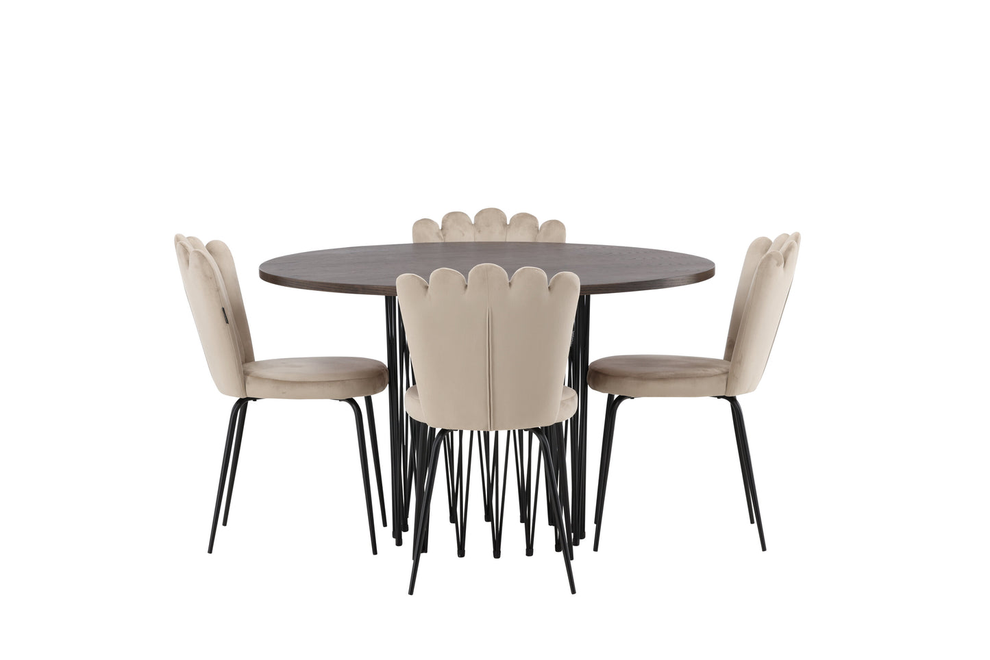 Stone Matbord med Limhamn Stolarna – Bord: ⌀120 Stol: 42x82x44