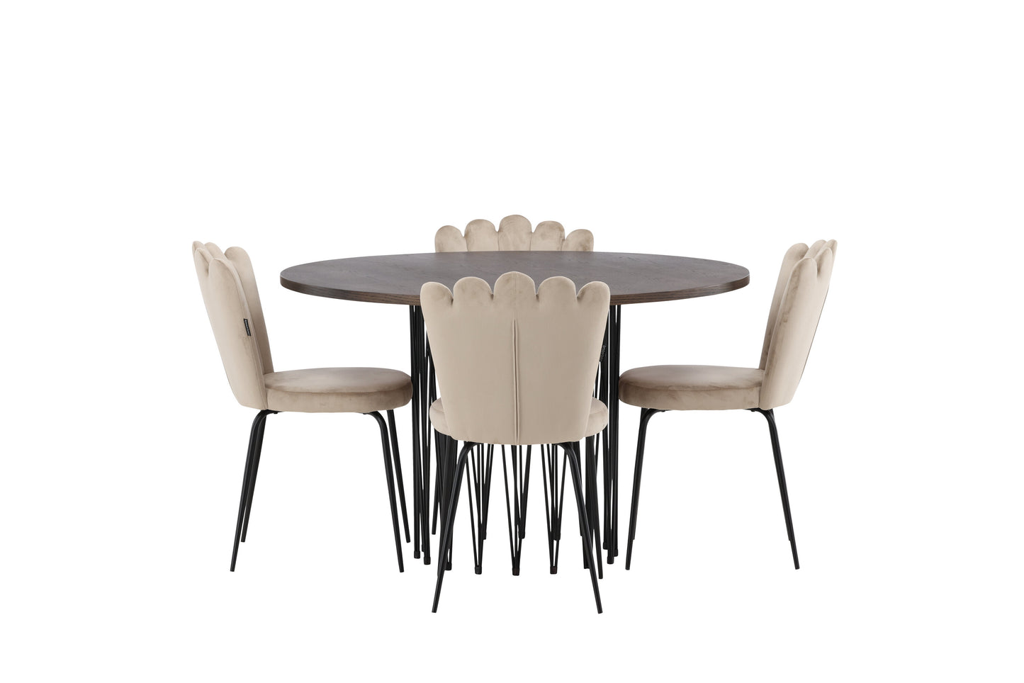 Stone Matbord med Limhamn Stolarna – Bord: ⌀120 Stol: 42x82x44
