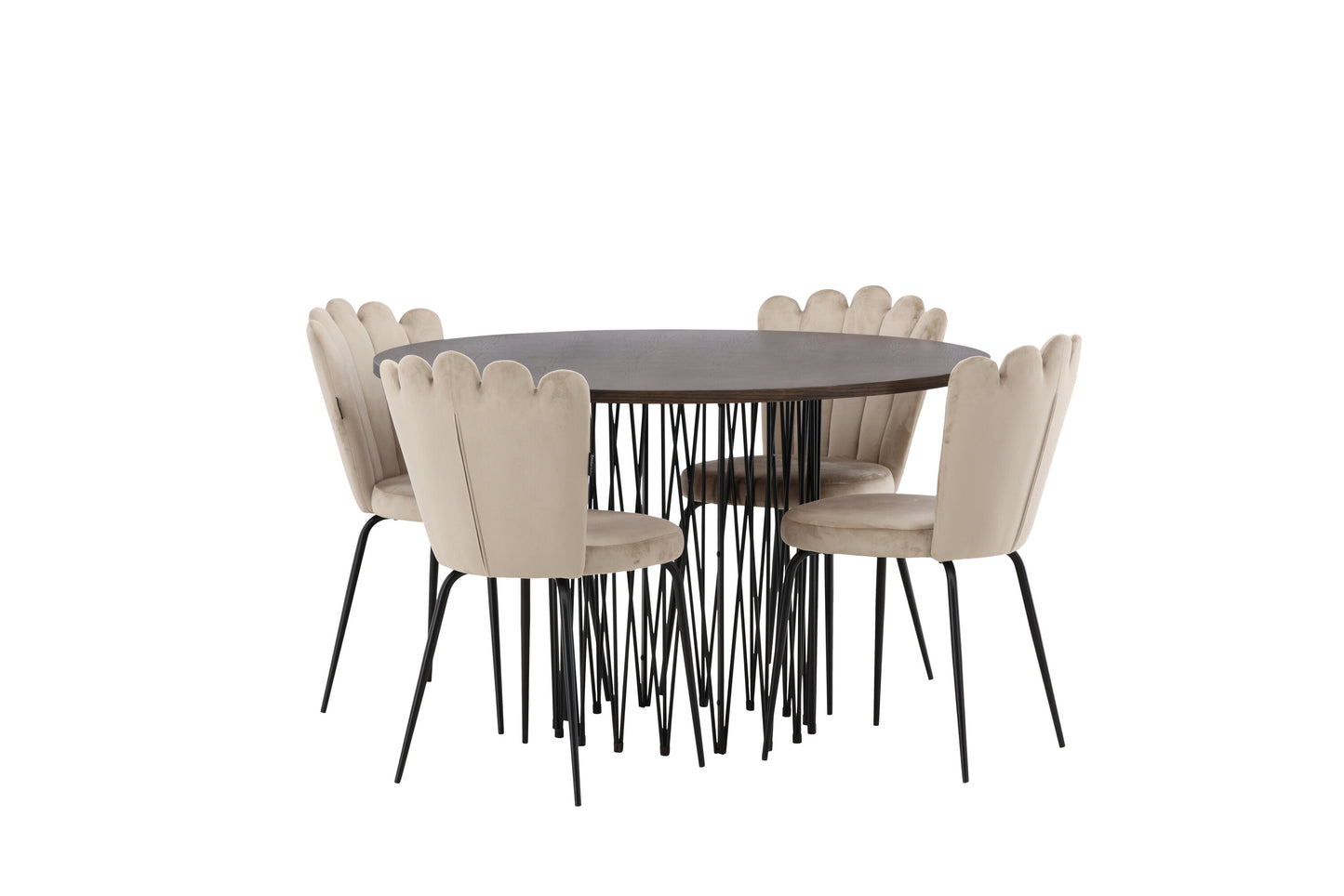 Stone Matbord med Limhamn Stolarna – Bord: ⌀120 Stol: 42x82x44