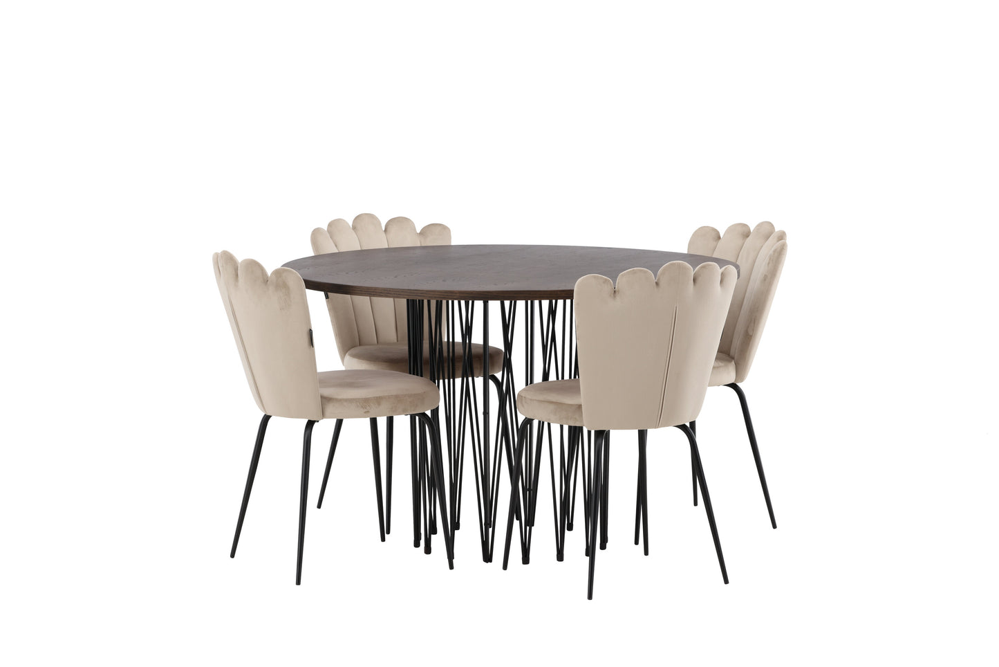 Stone Matbord med Limhamn Stolarna – Bord: ⌀120 Stol: 42x82x44