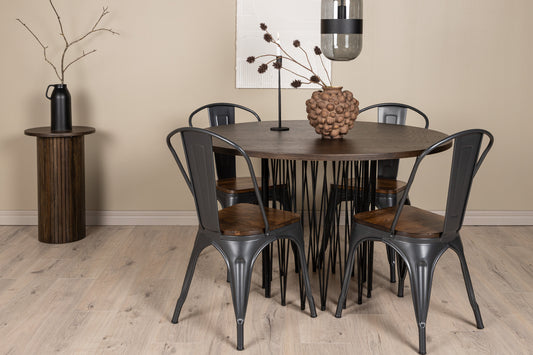 Stone Matbord med Tempe Stolarna – Bord: ⌀120 Stol: 51x85x36