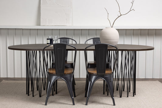 Stone Matbord med Tempe Stolarna – Bord: 74x220x100 Stol: 51x85x36