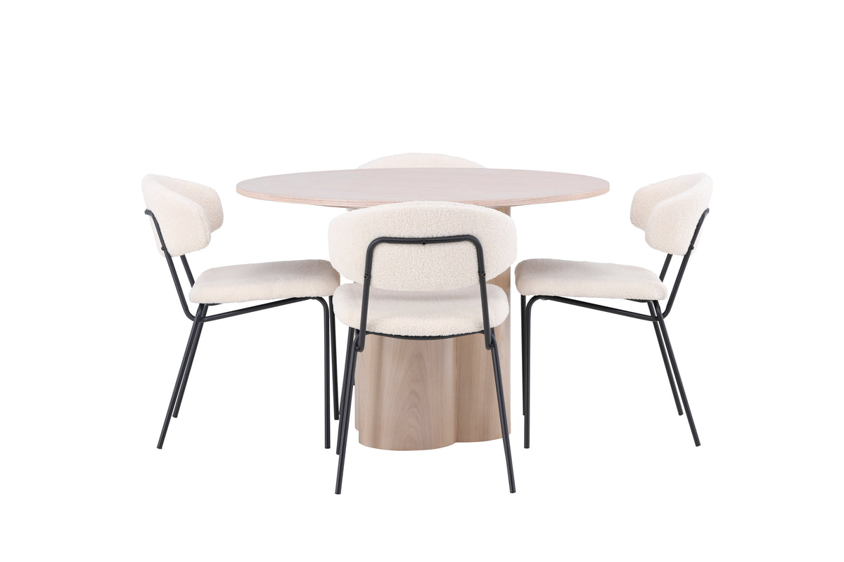 Olivia Matbord med Chico Stolarna – Bord: ⌀110 Stol: 57x79x50