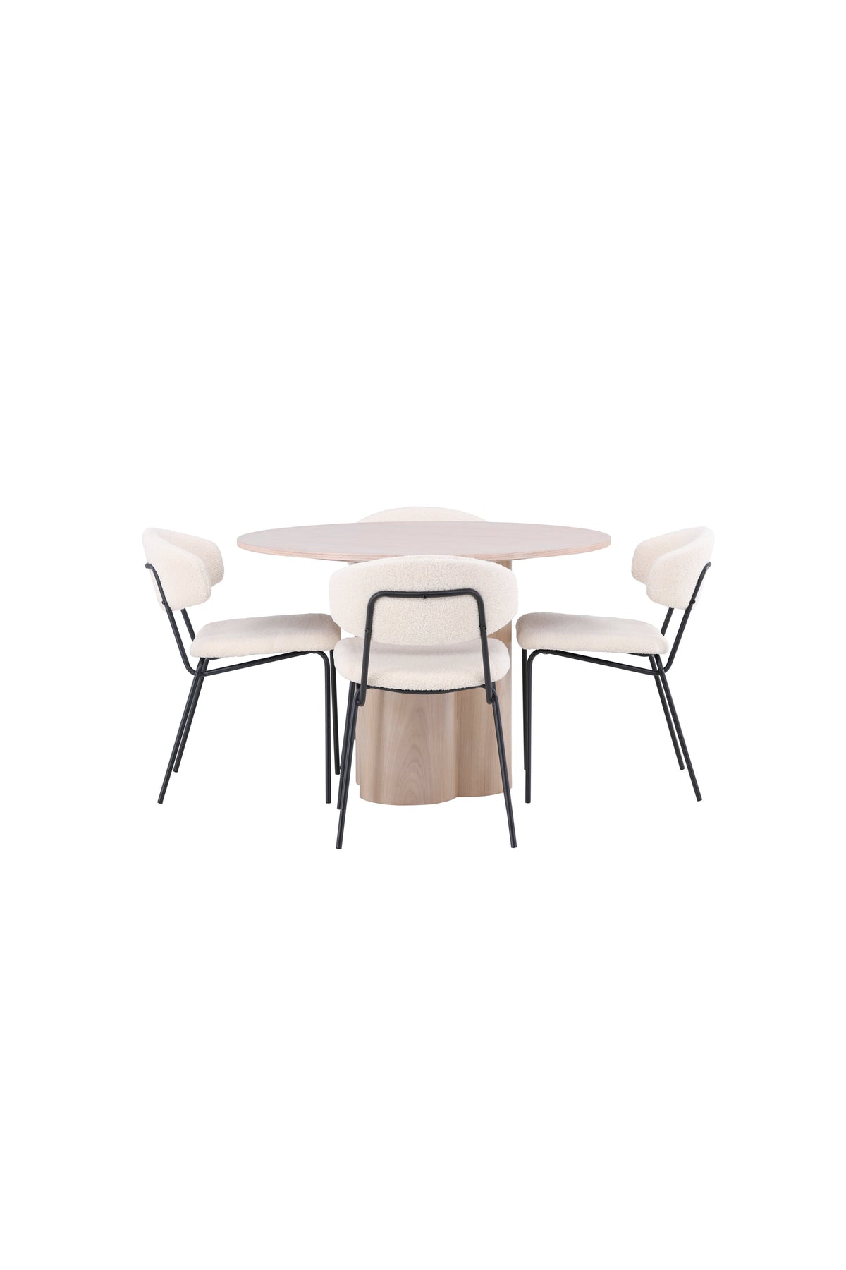 Olivia Matbord med Chico Stolarna – Bord: ⌀110 Stol: 57x79x50