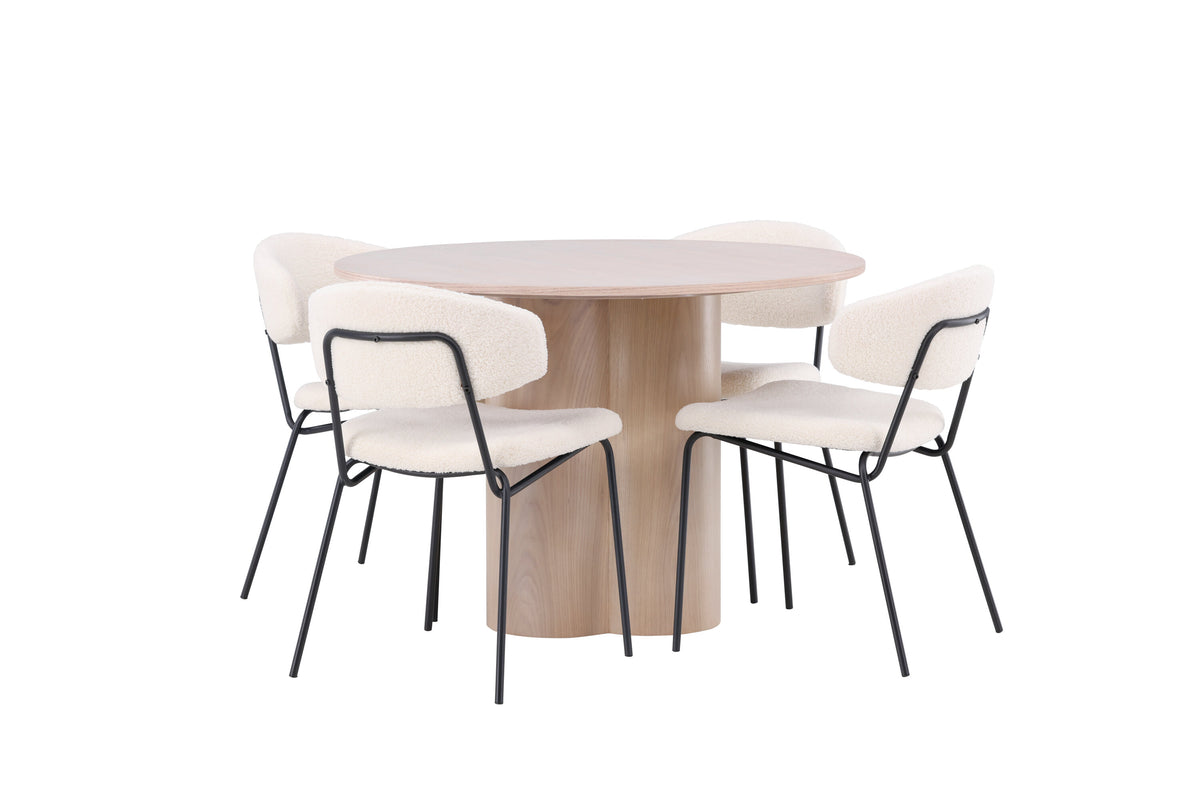 Olivia Matbord med Chico Stolarna – Bord: ⌀110 Stol: 57x79x50
