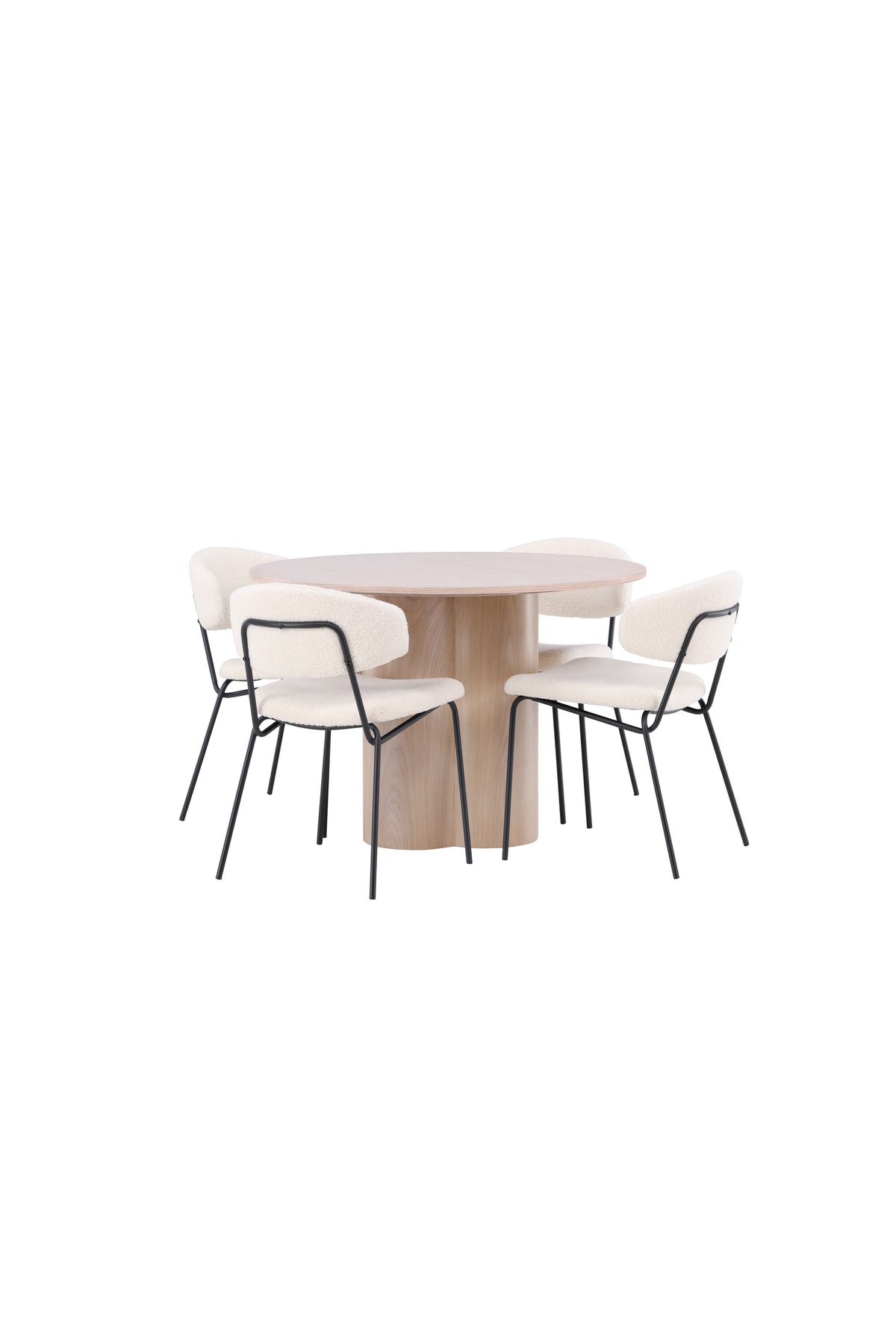 Olivia Matbord med Chico Stolarna – Bord: ⌀110 Stol: 57x79x50