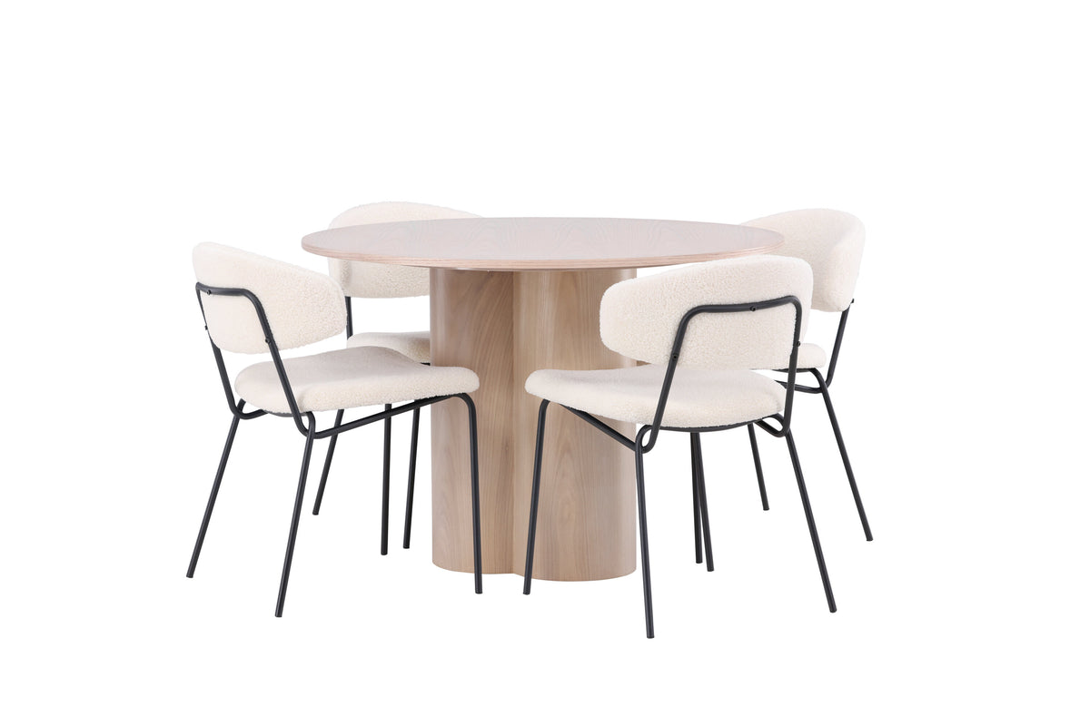 Olivia Matbord med Chico Stolarna – Bord: ⌀110 Stol: 57x79x50