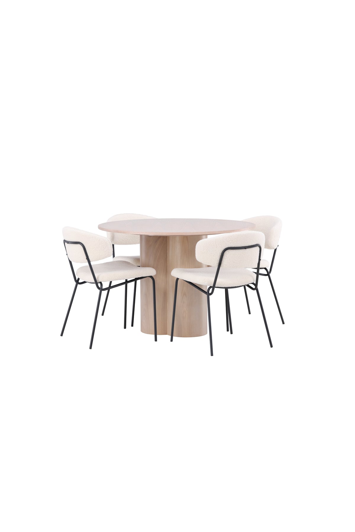 Olivia Matbord med Chico Stolarna – Bord: ⌀110 Stol: 57x79x50