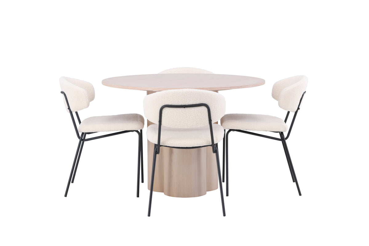 Olivia Matbord med Chico Stolarna – Bord: ⌀110 Stol: 57x79x50