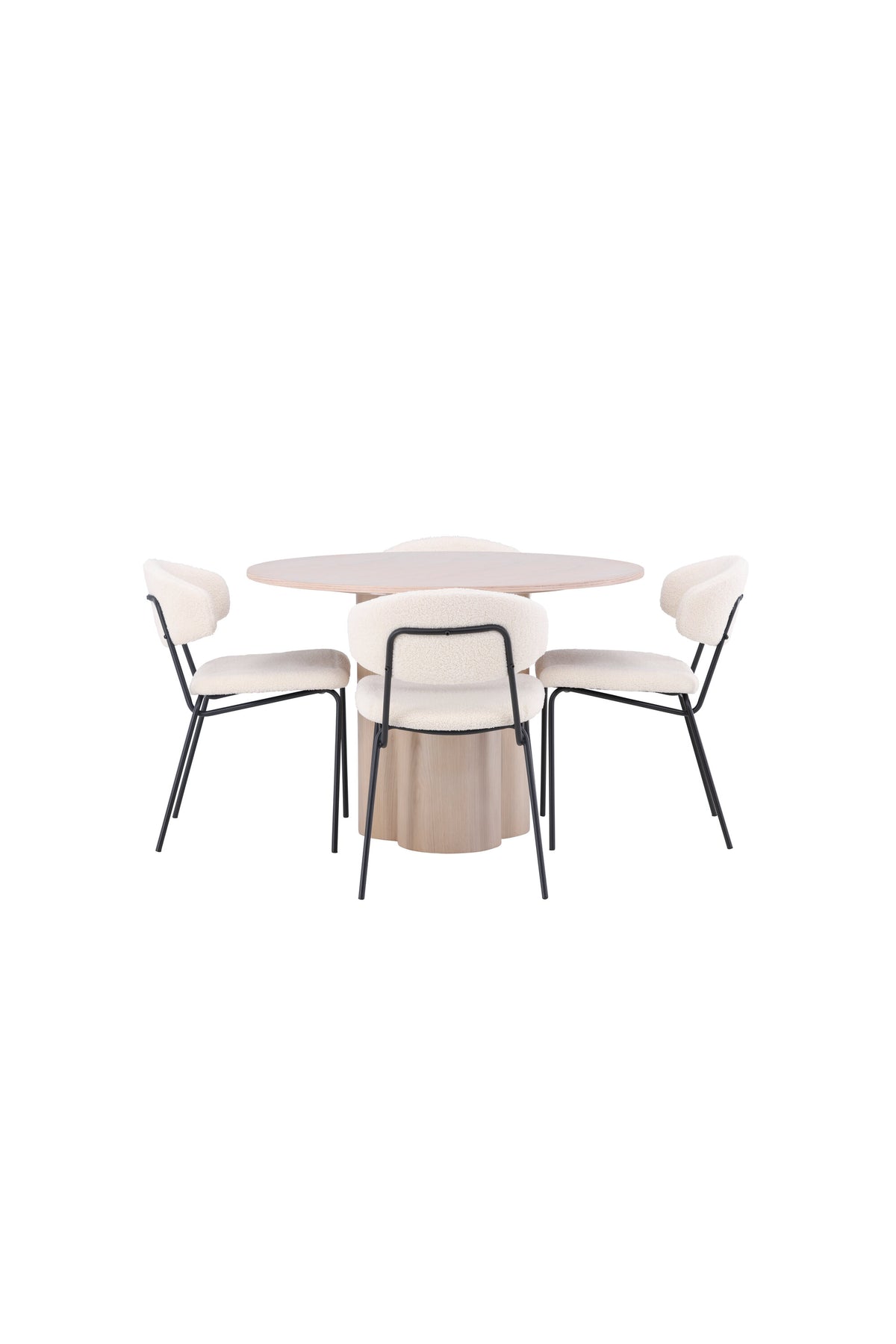 Olivia Matbord med Chico Stolarna – Bord: ⌀110 Stol: 57x79x50