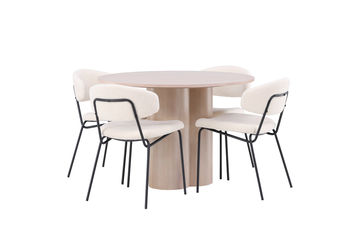 Olivia Matbord med Chico Stolarna – Bord: ⌀110 Stol: 57x79x50