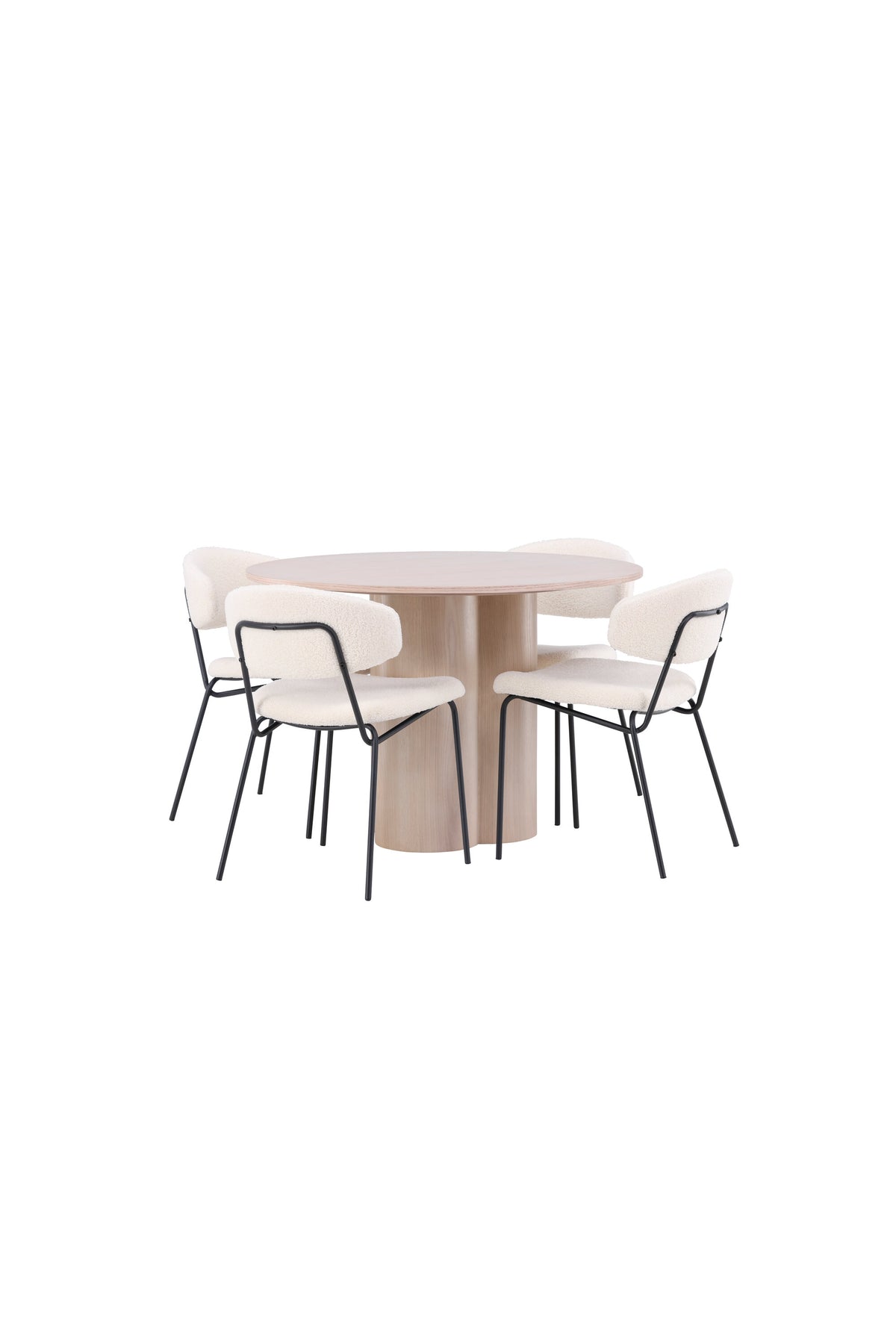 Olivia Matbord med Chico Stolarna – Bord: ⌀110 Stol: 57x79x50