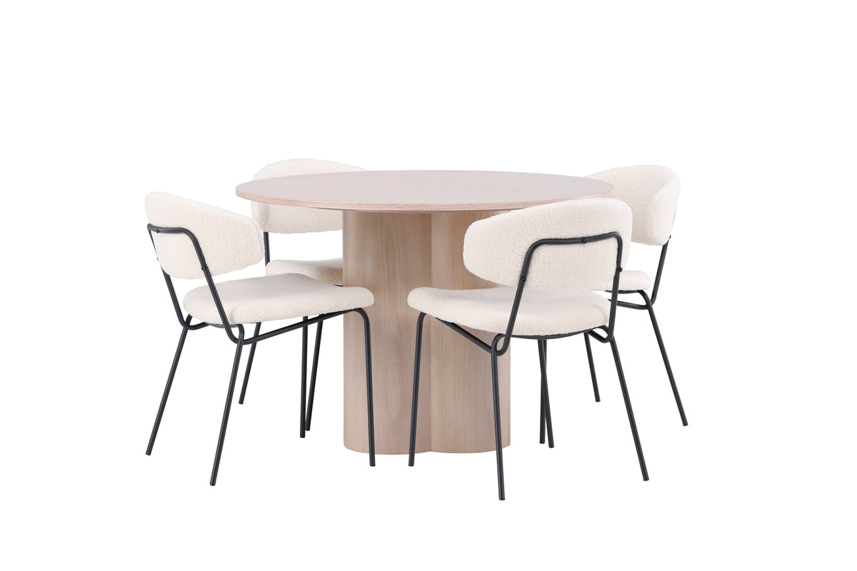 Olivia Matbord med Chico Stolarna – Bord: ⌀110 Stol: 57x79x50