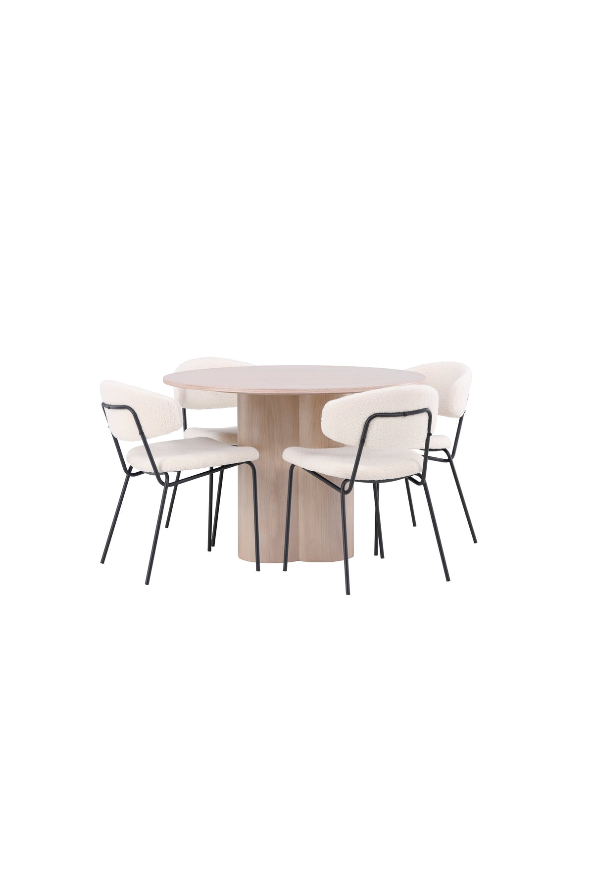 Olivia Matbord med Chico Stolarna – Bord: ⌀110 Stol: 57x79x50
