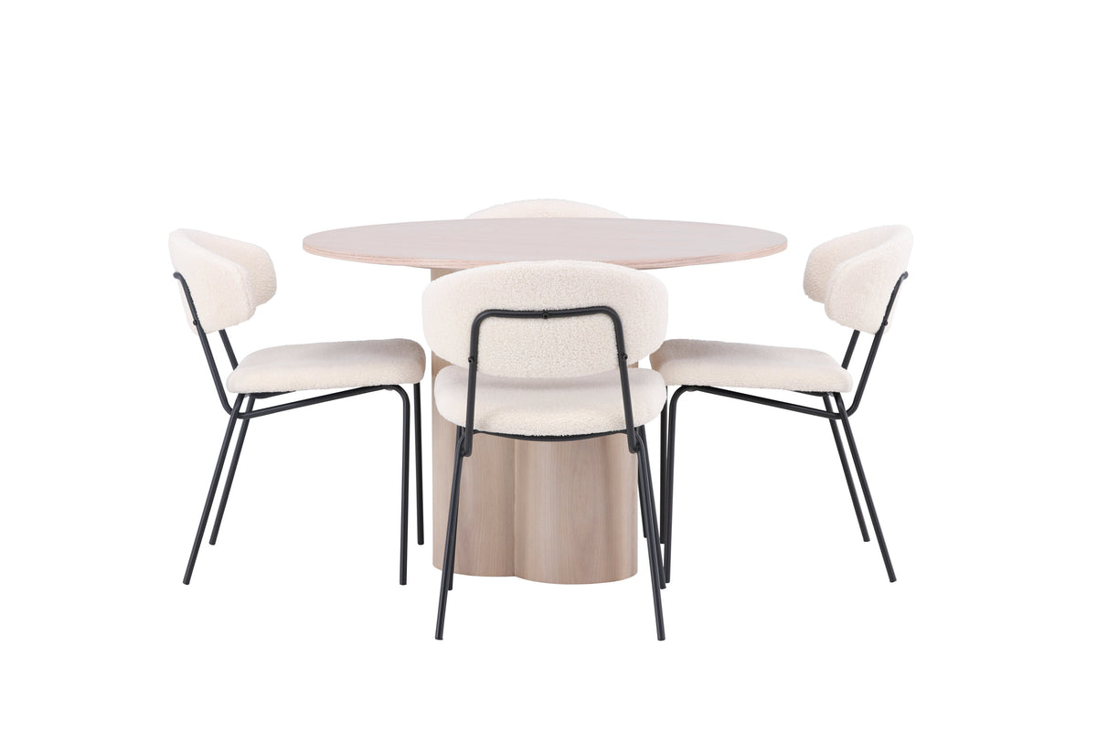 Olivia Matbord med Chico Stolarna – Bord: ⌀110 Stol: 57x79x50