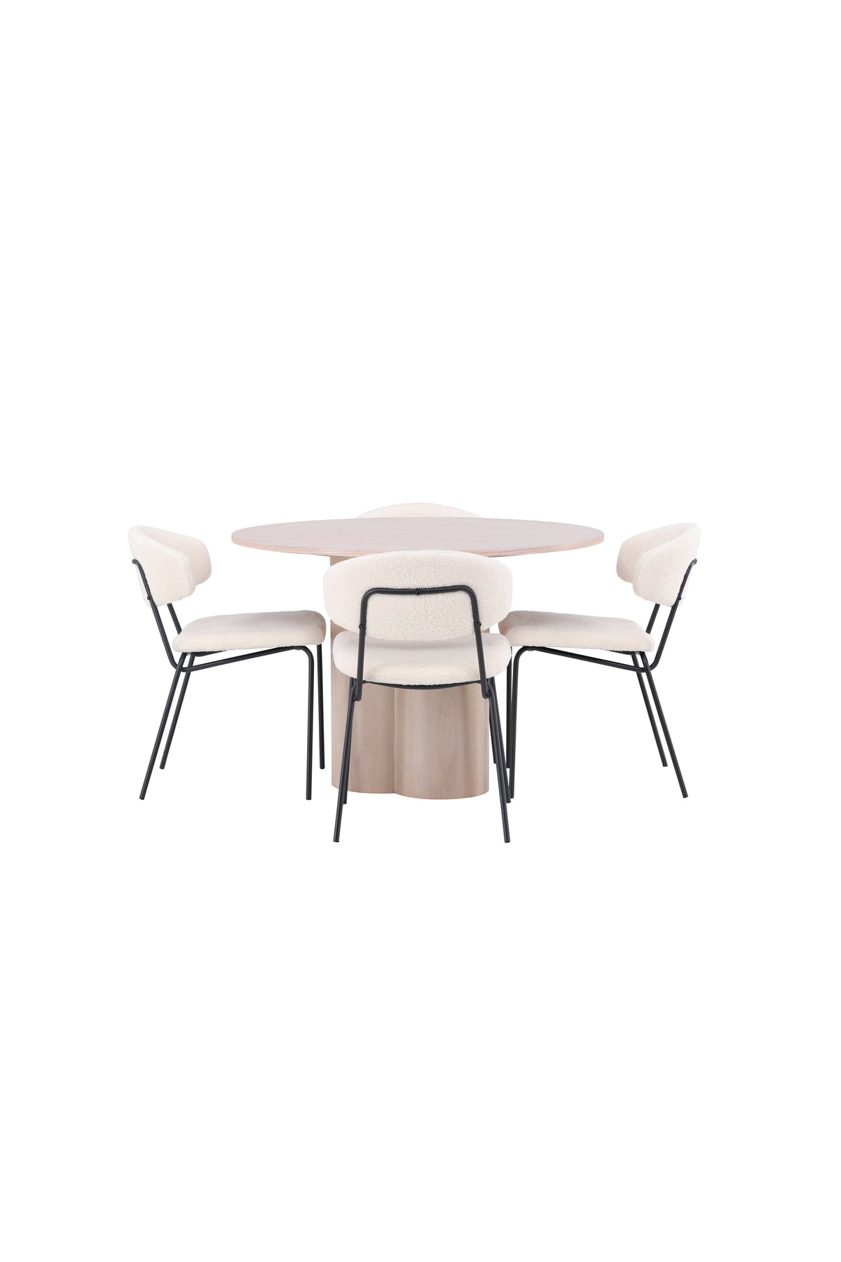 Olivia Matbord med Chico Stolarna – Bord: ⌀110 Stol: 57x79x50