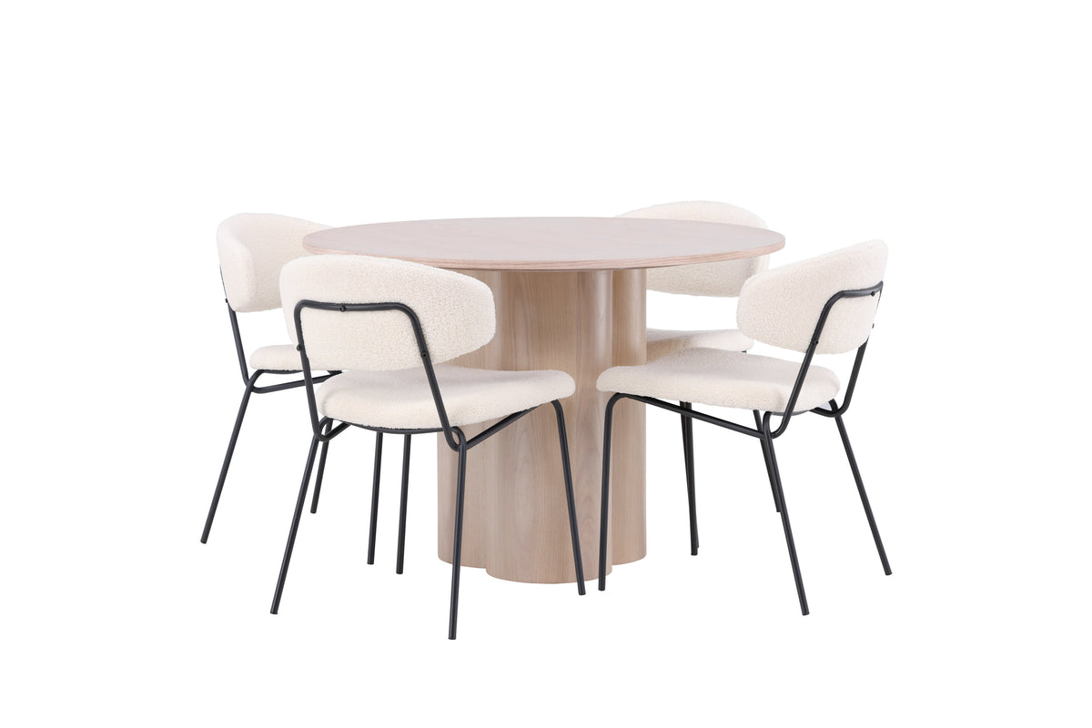 Olivia Matbord med Chico Stolarna – Bord: ⌀110 Stol: 57x79x50