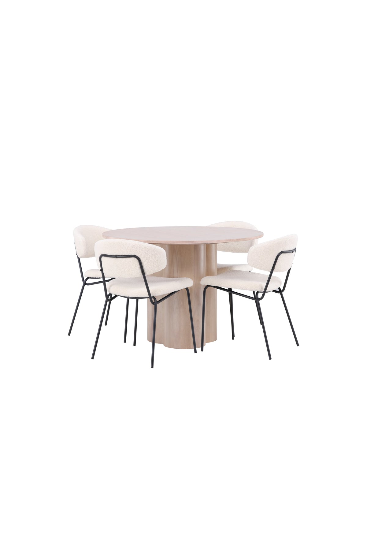 Olivia Matbord med Chico Stolarna – Bord: ⌀110 Stol: 57x79x50