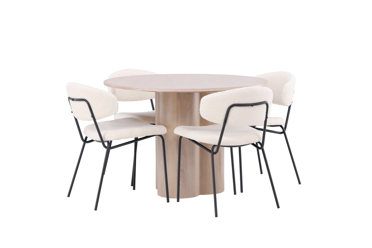 Olivia Matbord med Chico Stolarna – Bord: ⌀110 Stol: 57x79x50