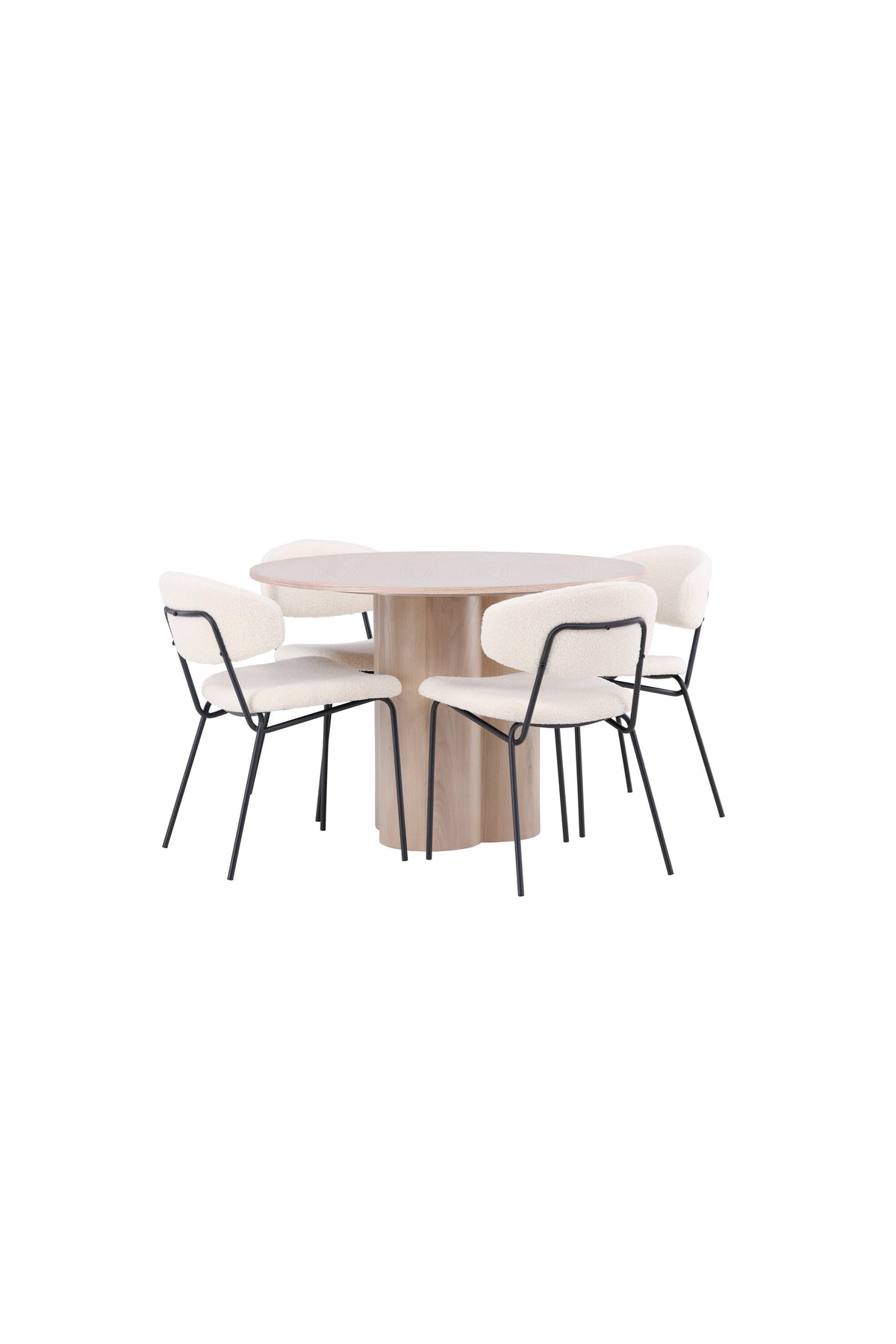 Olivia Matbord med Chico Stolarna – Bord: ⌀110 Stol: 57x79x50