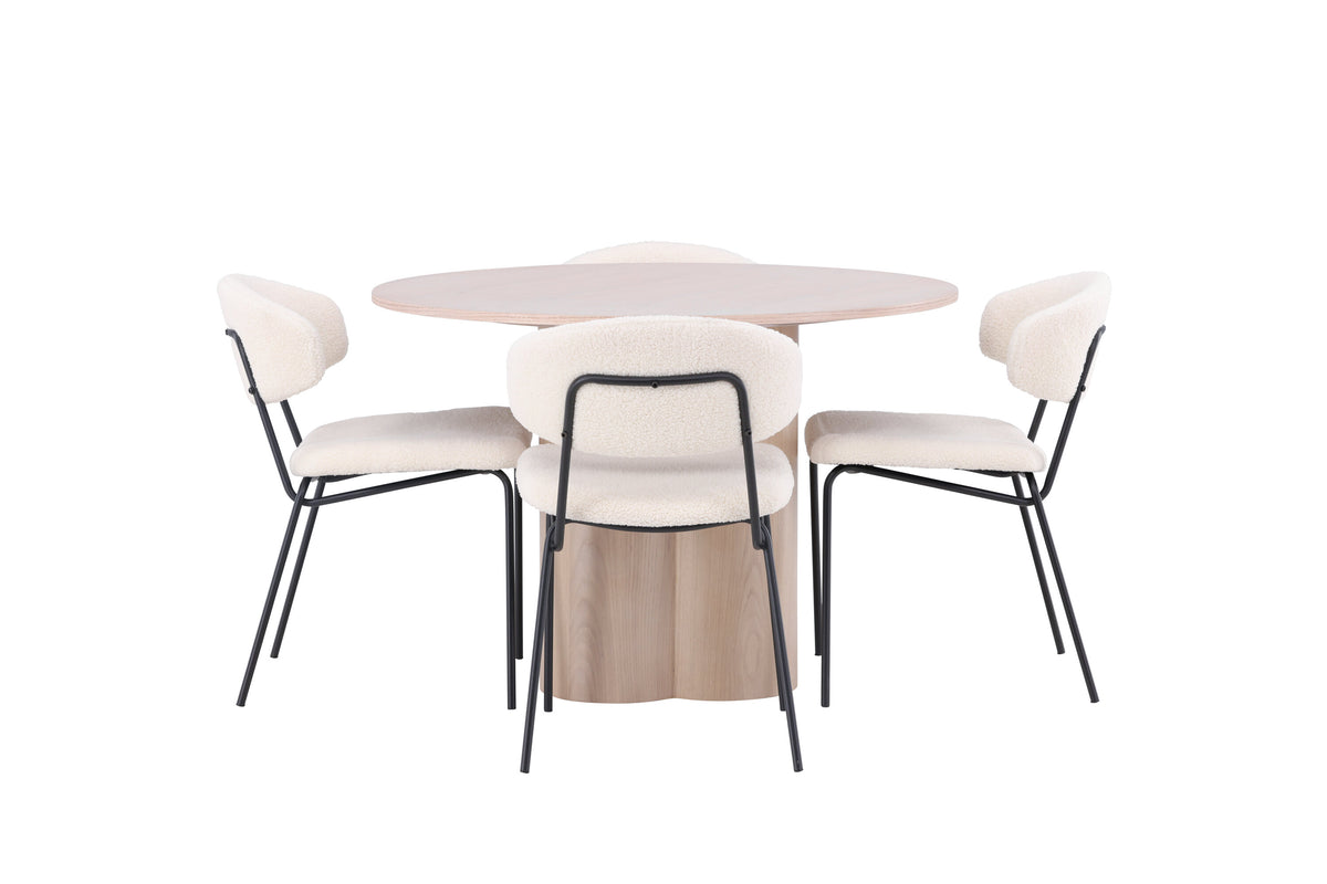 Olivia Matbord med Chico Stolarna – Bord: ⌀110 Stol: 57x79x50