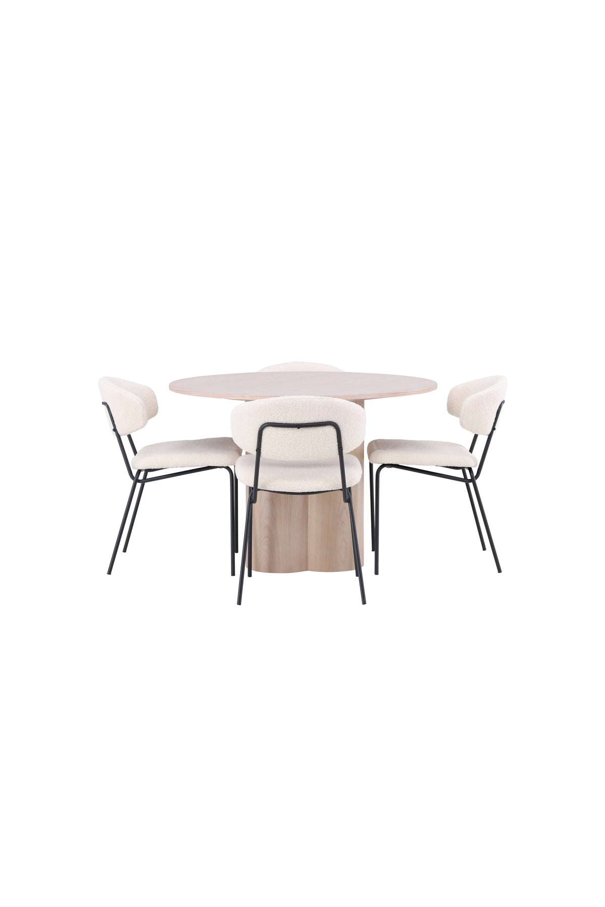 Olivia Matbord med Chico Stolarna – Bord: ⌀110 Stol: 57x79x50