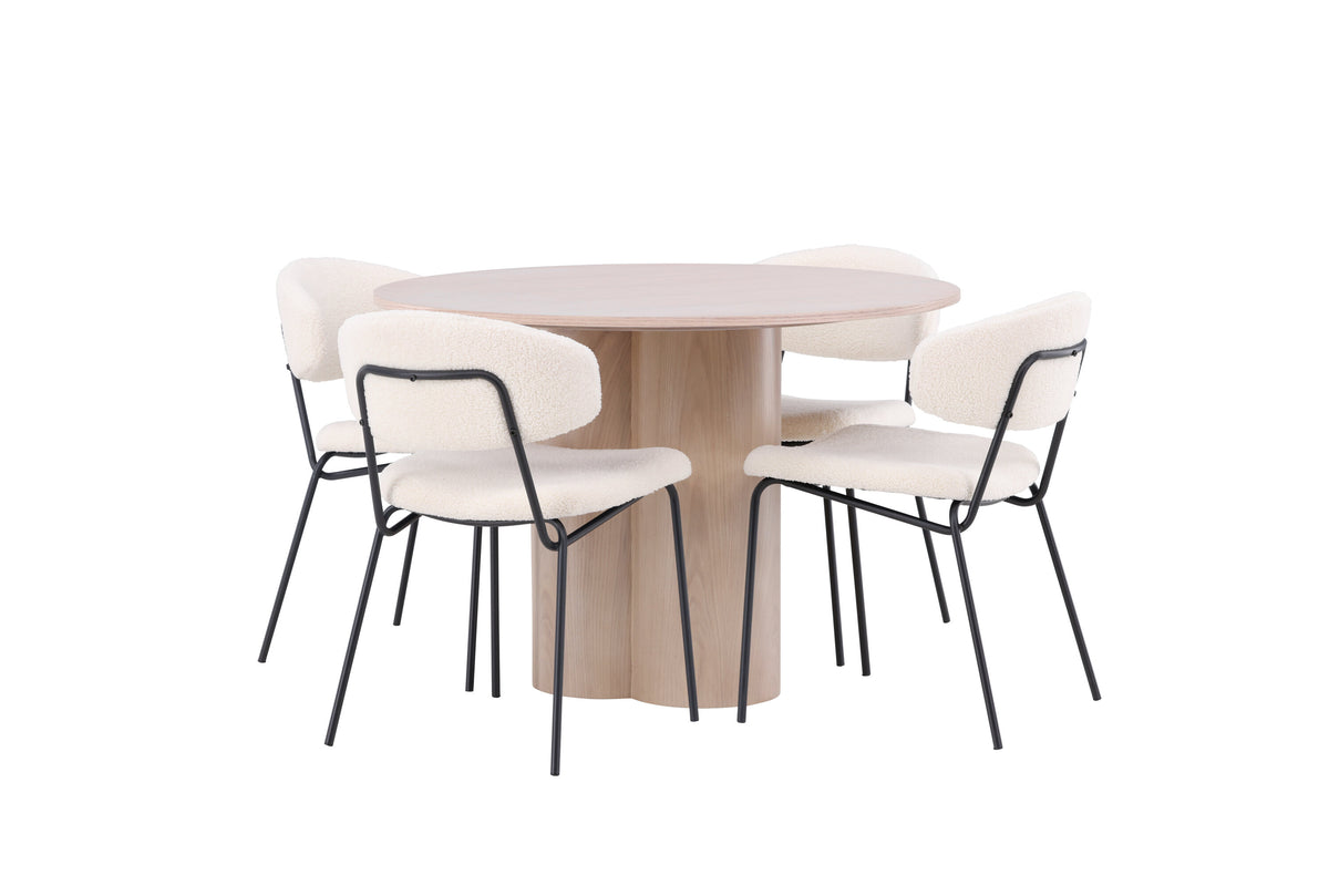 Olivia Matbord med Chico Stolarna – Bord: ⌀110 Stol: 57x79x50