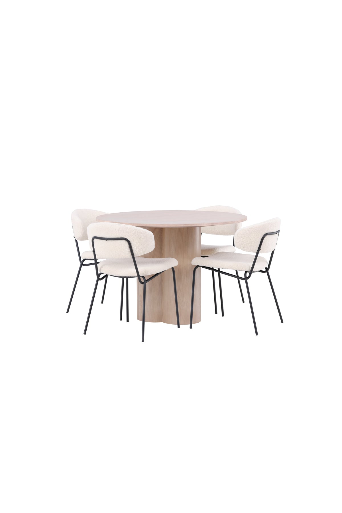 Olivia Matbord med Chico Stolarna – Bord: ⌀110 Stol: 57x79x50
