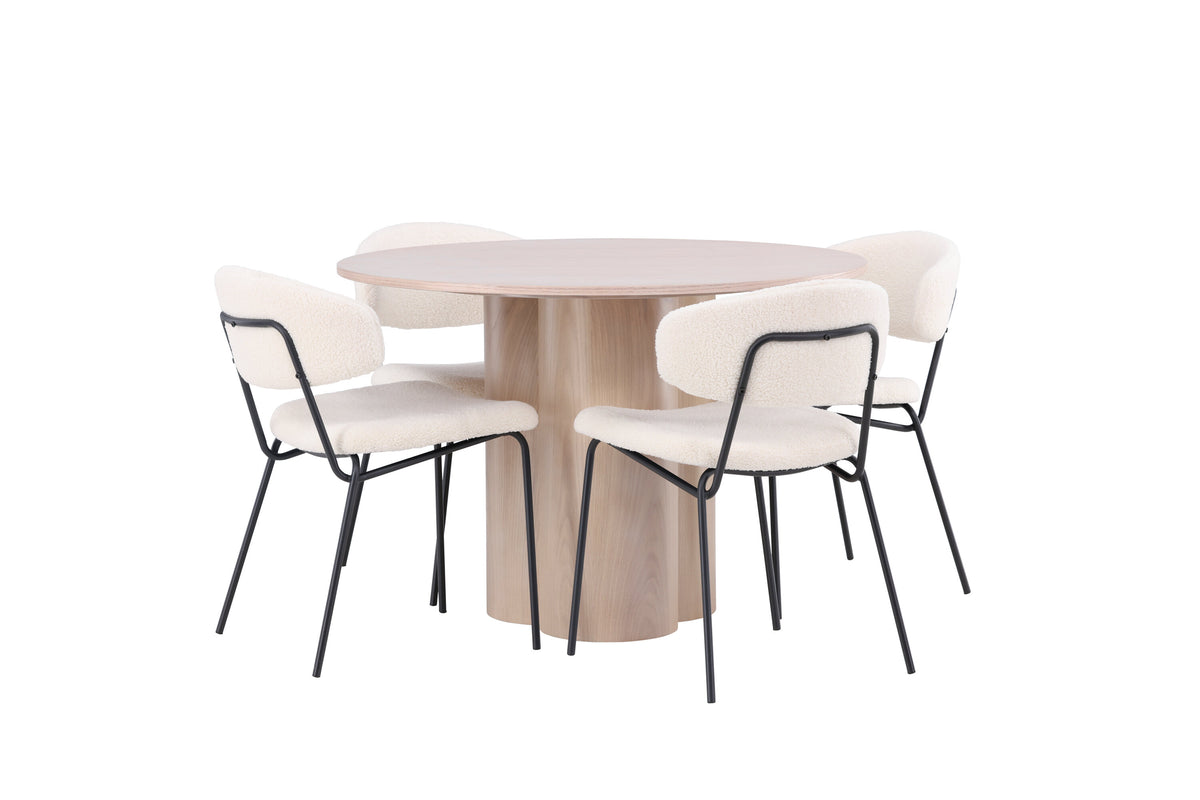 Olivia Matbord med Chico Stolarna – Bord: ⌀110 Stol: 57x79x50