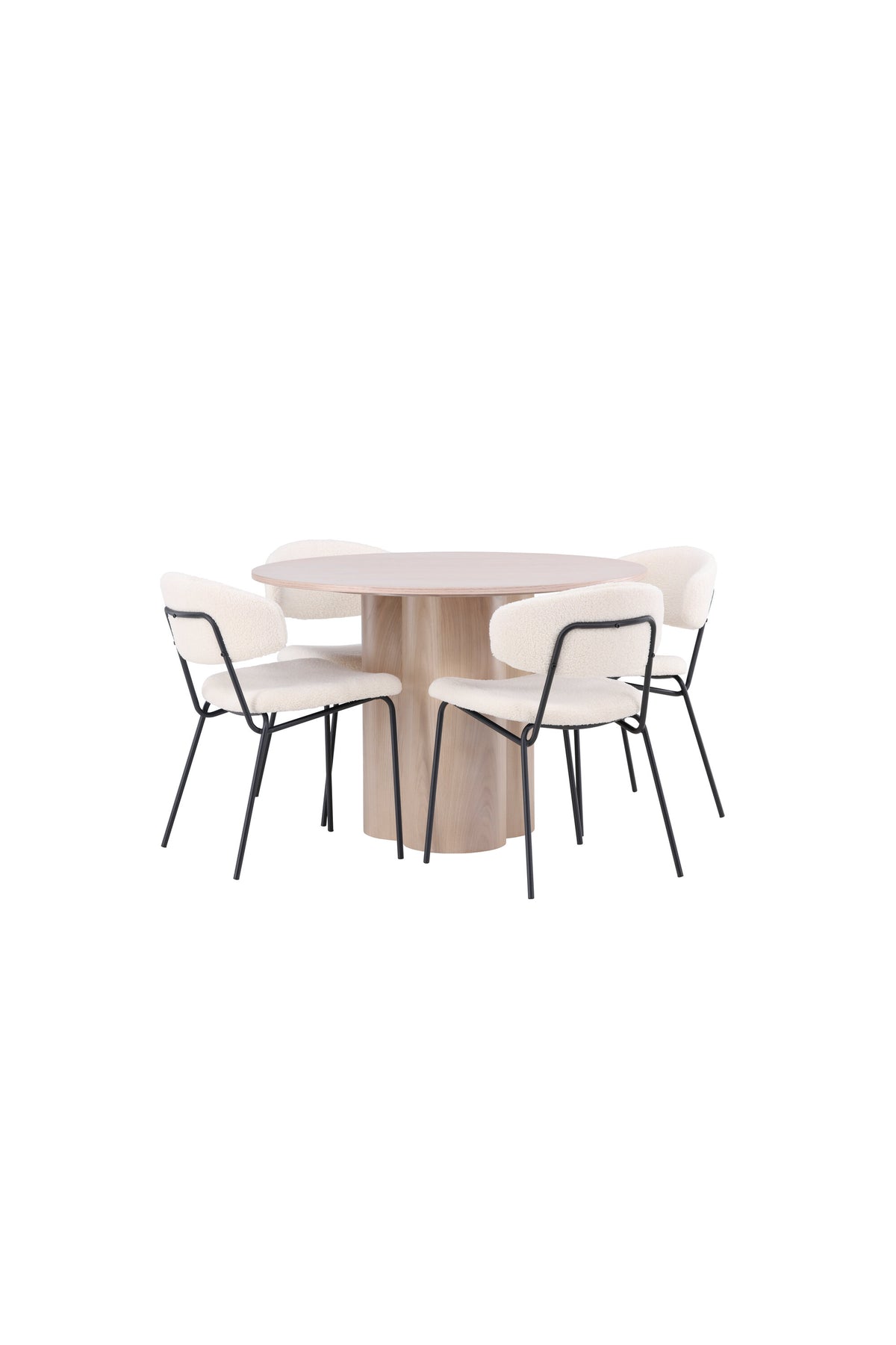 Olivia Matbord med Chico Stolarna – Bord: ⌀110 Stol: 57x79x50