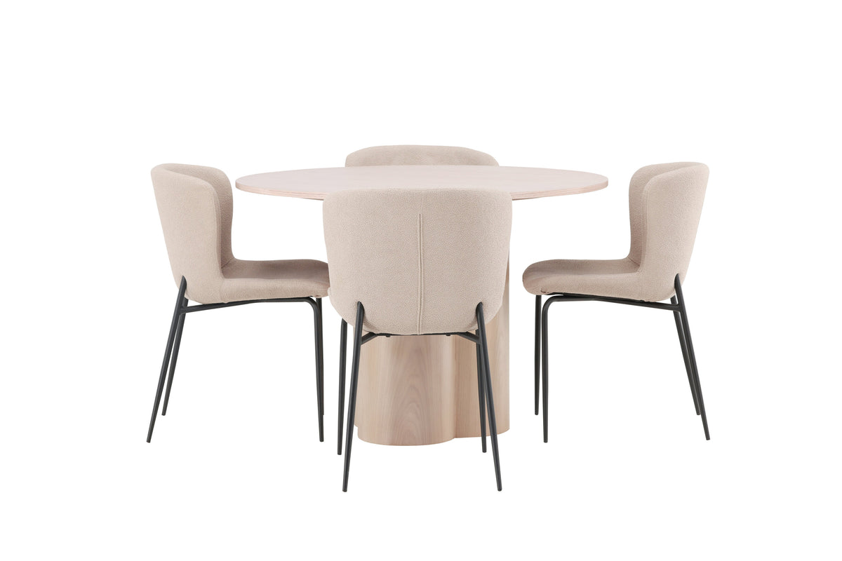 Olivia Matbord med Modesto Stolarna – Bord: ⌀110 Stol: 54x79,5x48