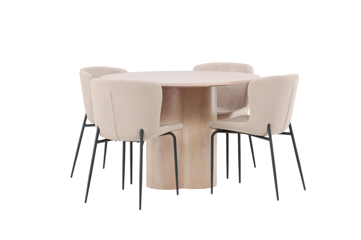 Olivia Matbord med Modesto Stolarna – Bord: ⌀110 Stol: 54x79,5x48
