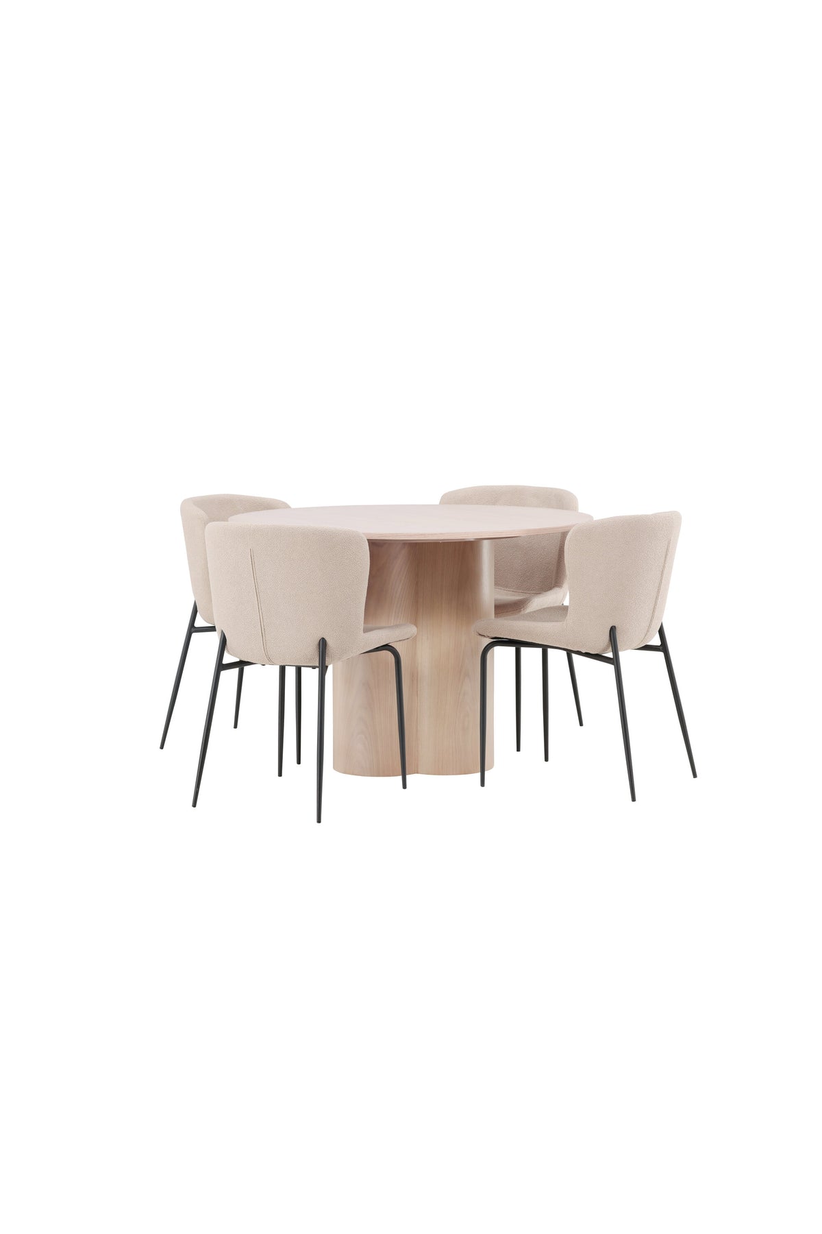 Olivia Matbord med Modesto Stolarna – Bord: ⌀110 Stol: 54x79,5x48