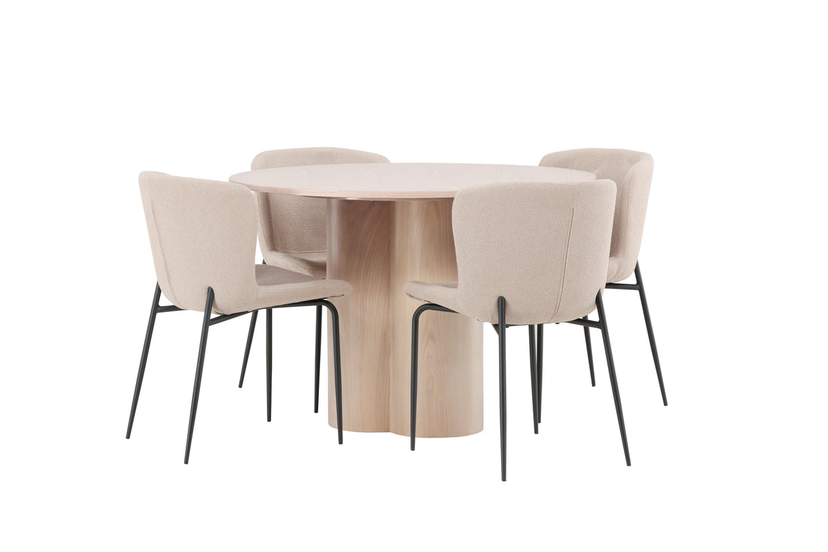 Olivia Matbord med Modesto Stolarna – Bord: ⌀110 Stol: 54x79,5x48