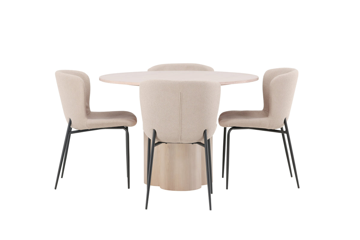 Olivia Matbord med Modesto Stolarna – Bord: ⌀110 Stol: 54x79,5x48