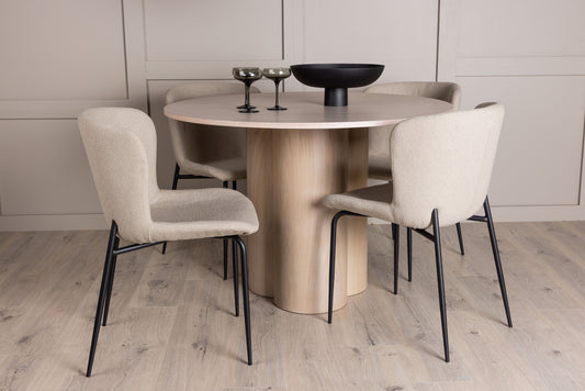Olivia Matbord med Modesto Stolarna – Bord: ⌀110 Stol: 54x79,5x48