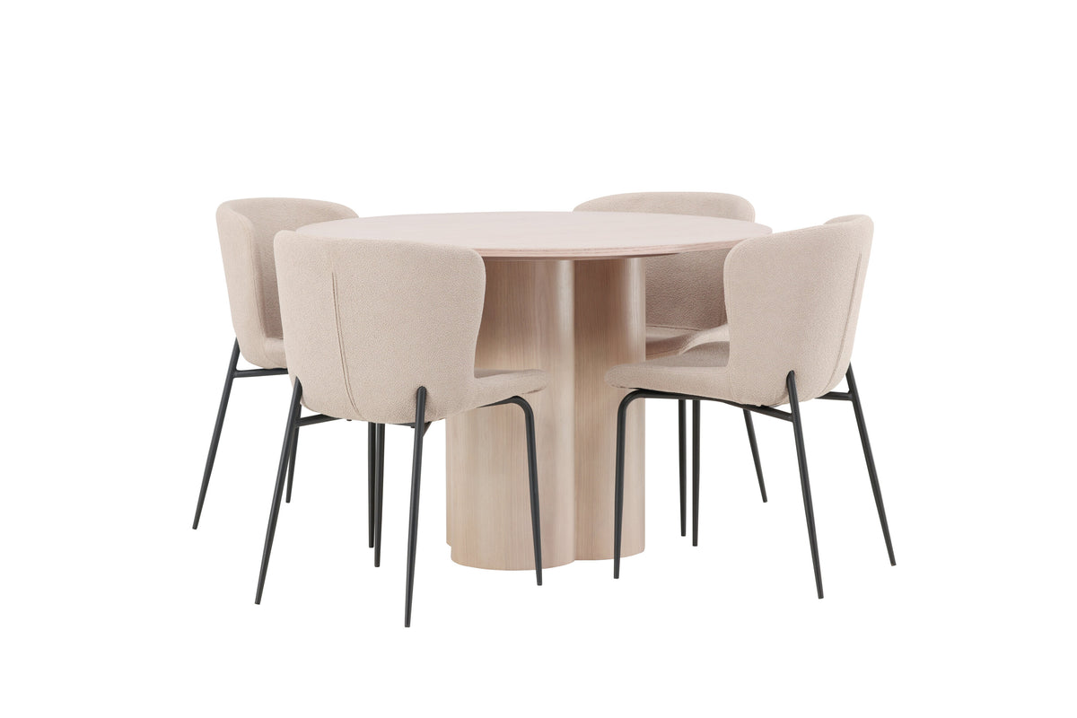 Olivia Matbord med Modesto Stolarna – Bord: ⌀110 Stol: 54x79,5x48