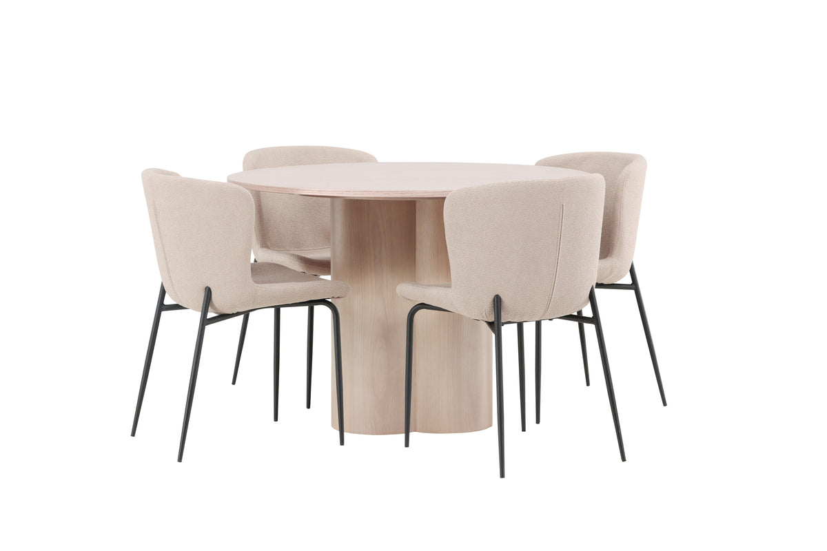 Olivia Matbord med Modesto Stolarna – Bord: ⌀110 Stol: 54x79,5x48