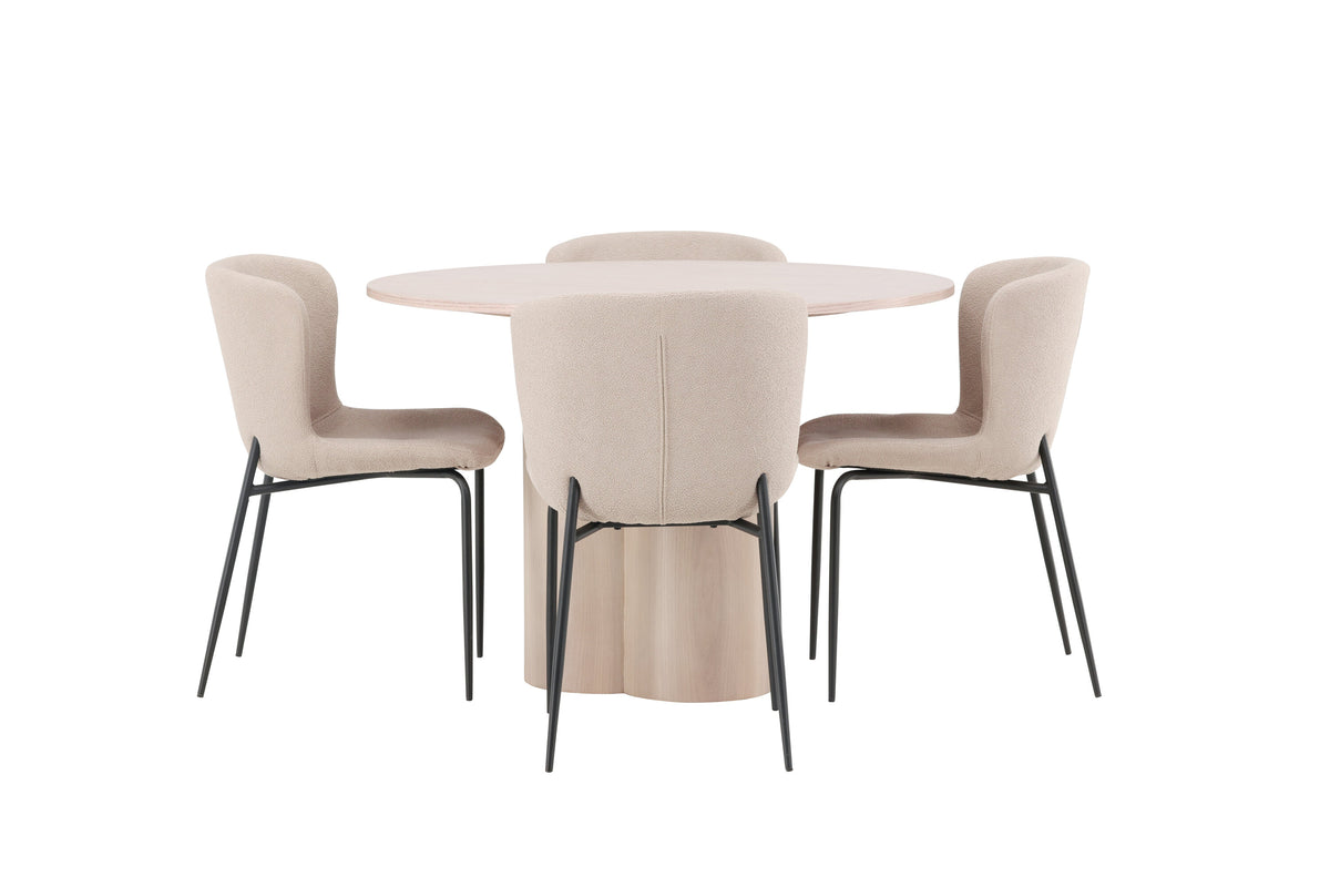 Olivia Matbord med Modesto Stolarna – Bord: ⌀110 Stol: 54x79,5x48