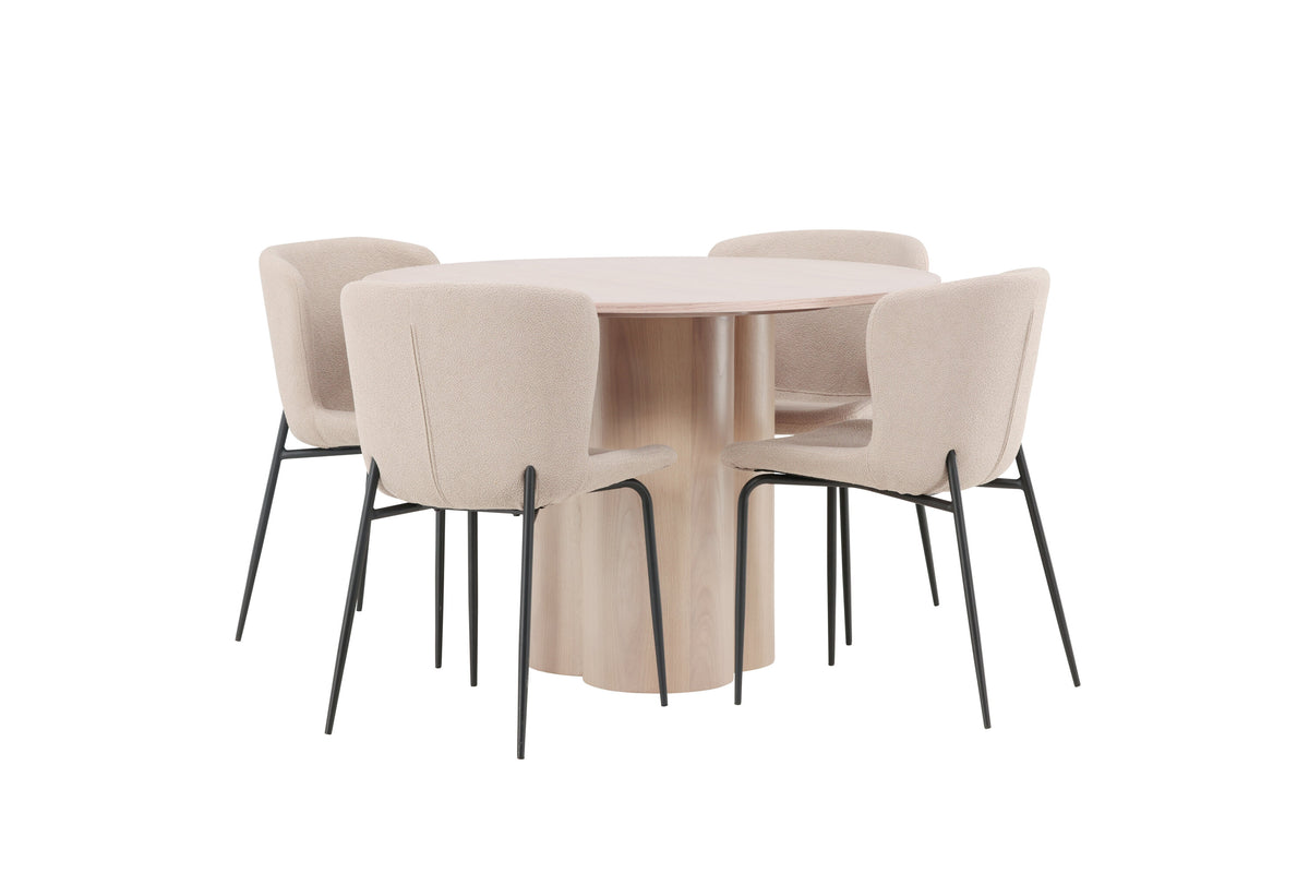Olivia Matbord med Modesto Stolarna – Bord: ⌀110 Stol: 54x79,5x48