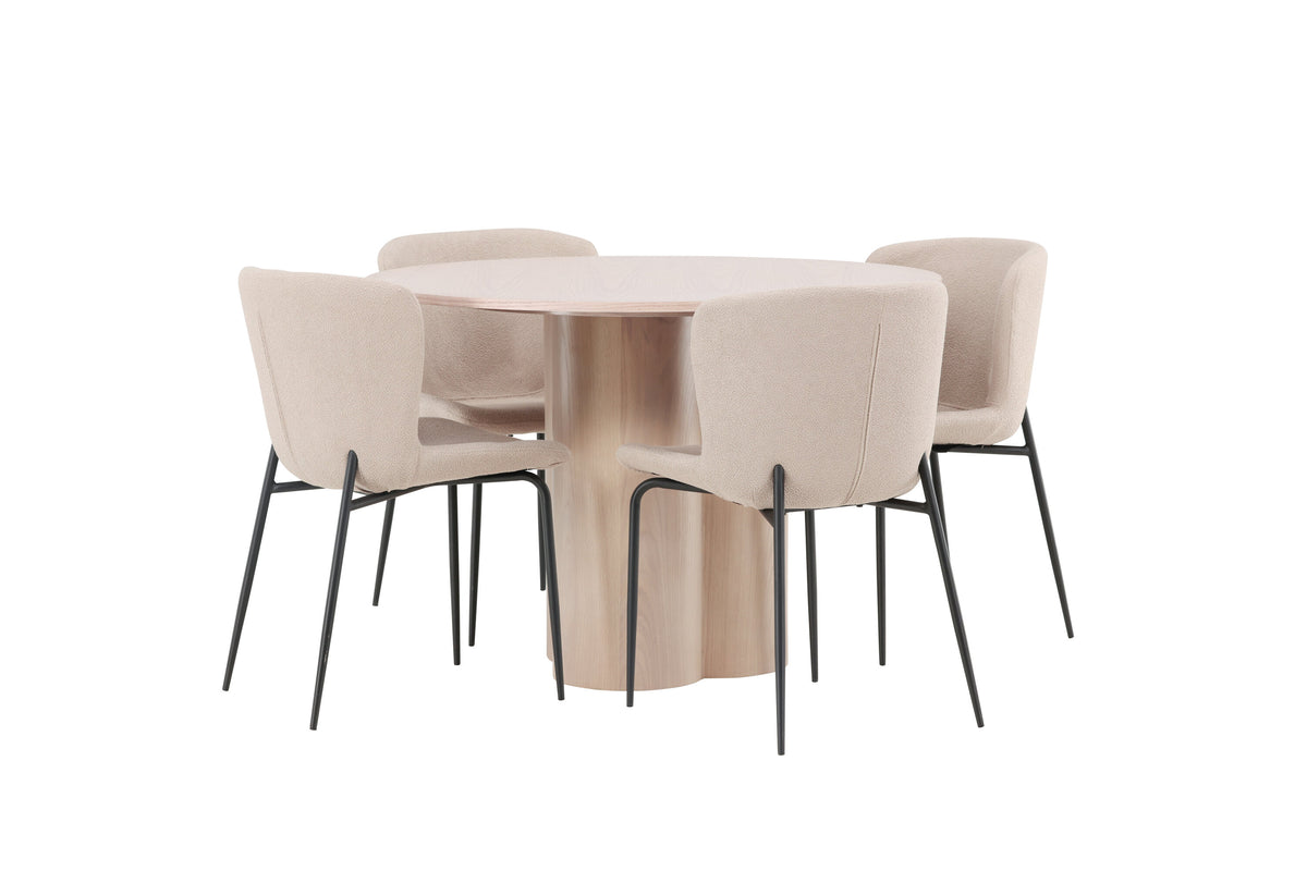 Olivia Matbord med Modesto Stolarna – Bord: ⌀110 Stol: 54x79,5x48
