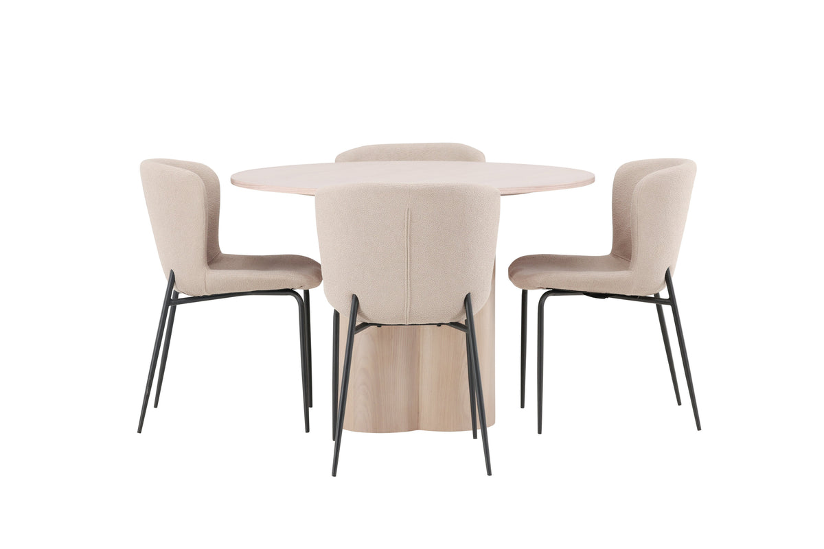 Olivia Matbord med Modesto Stolarna – Bord: ⌀110 Stol: 54x79,5x48
