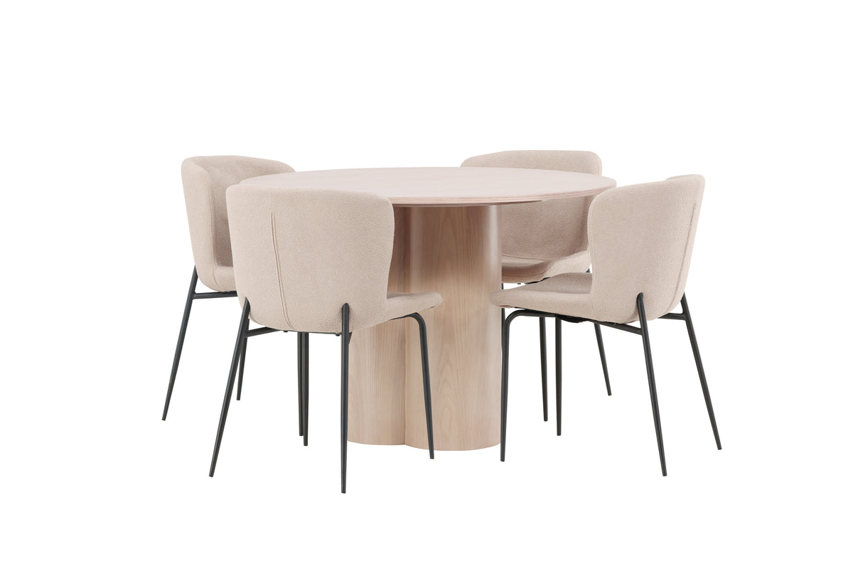 Olivia Matbord med Modesto Stolarna – Bord: ⌀110 Stol: 54x79,5x48