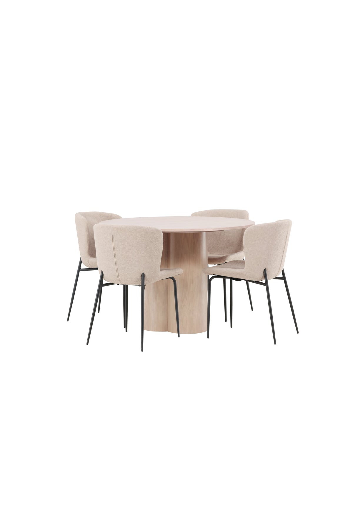 Olivia Matbord med Modesto Stolarna – Bord: ⌀110 Stol: 54x79,5x48