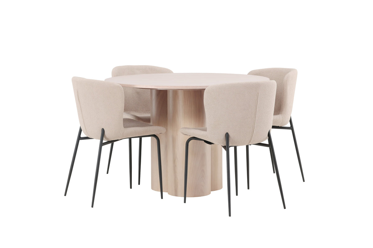 Olivia Matbord med Modesto Stolarna – Bord: ⌀110 Stol: 54x79,5x48