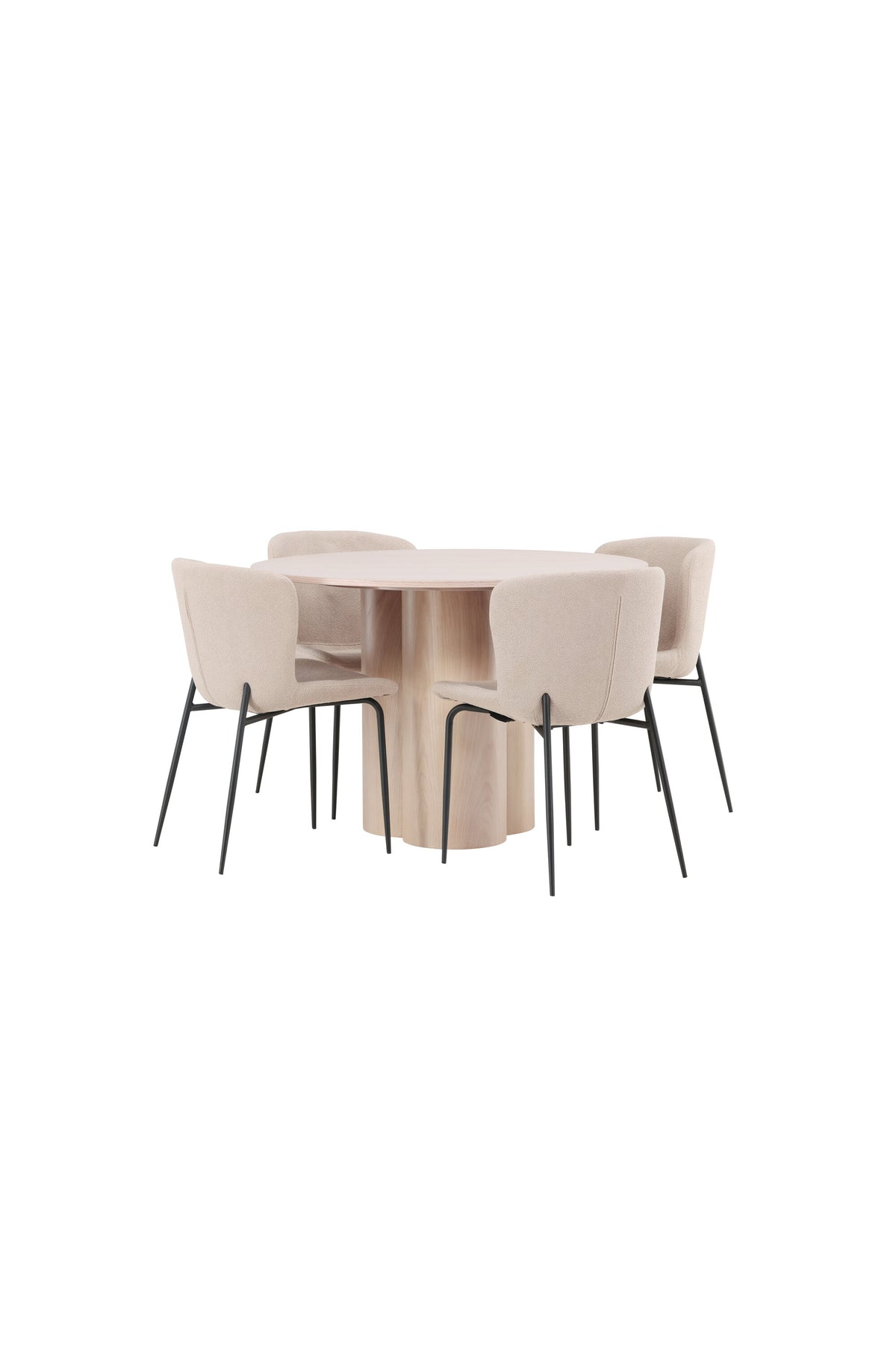Olivia Matbord med Modesto Stolarna – Bord: ⌀110 Stol: 54x79,5x48
