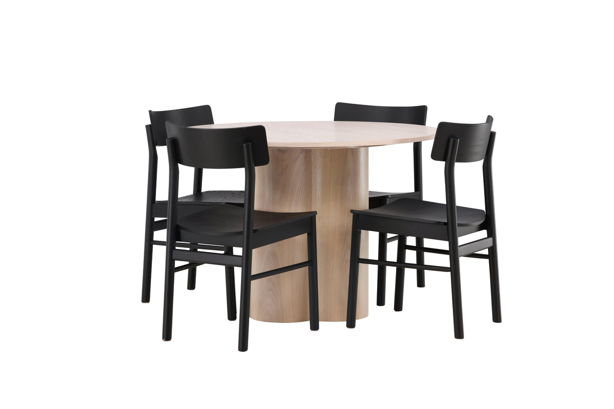 Olivia Matbord med Montros Stolarna – Bord: ⌀110 Stol: 48x82x45,5