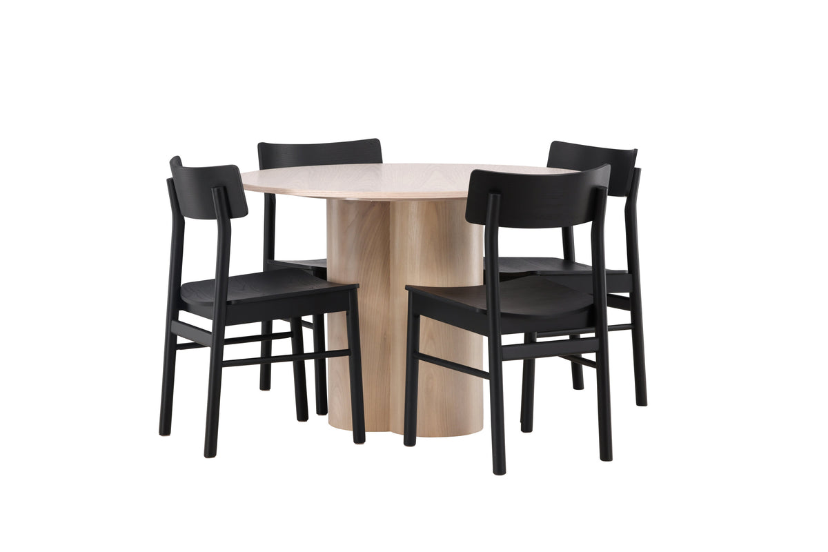 Olivia Matbord med Montros Stolarna – Bord: ⌀110 Stol: 48x82x45,5