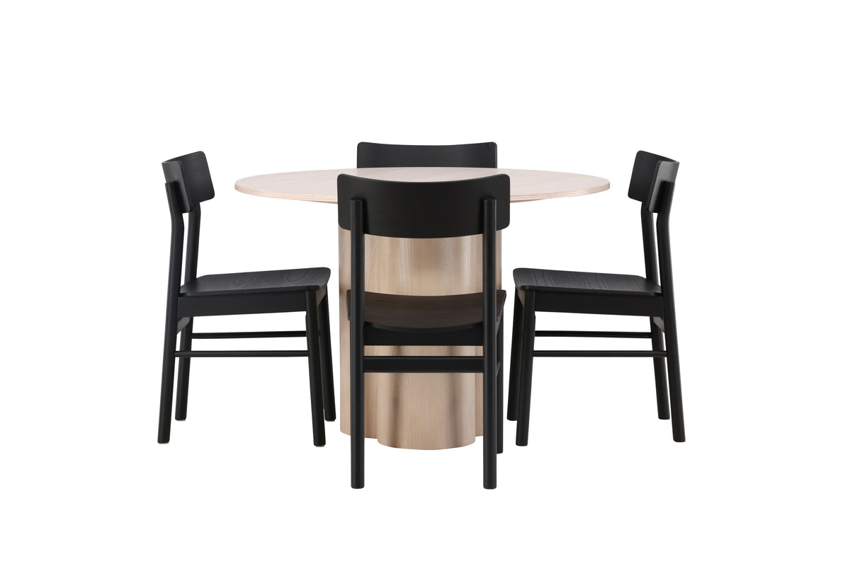 Olivia Matbord med Montros Stolarna – Bord: ⌀110 Stol: 48x82x45,5