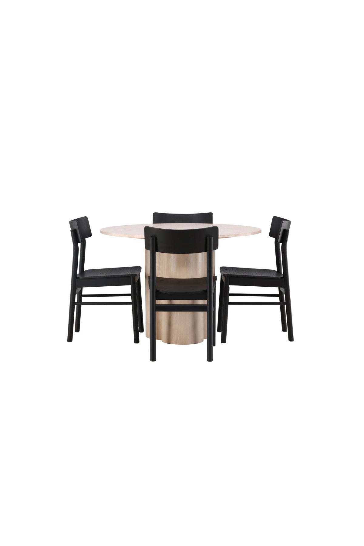 Olivia Matbord med Montros Stolarna – Bord: ⌀110 Stol: 48x82x45,5